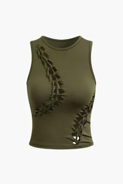 MICAS Skirt Sets|Vacation Sets-Braided Cut Out Round Neck Tank Top And Skirt Set