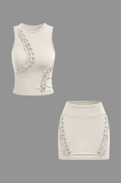MICAS Skirt Sets|Vacation Sets-Braided Cut Out Round Neck Tank Top And Skirt Set