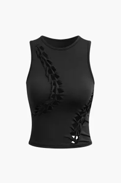 MICAS Skirt Sets|Vacation Sets-Braided Cut Out Round Neck Tank Top And Skirt Set