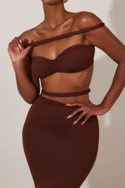 MICAS Maxi Dresses-Braids Bare Shoulder Cut Out Maxi Dress