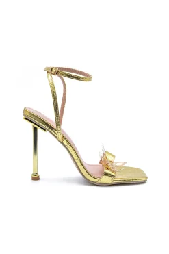 MICAS Shoes|Shoes-Butterfly Metallic Cut Out Open Toe High Heels PURE GOLD