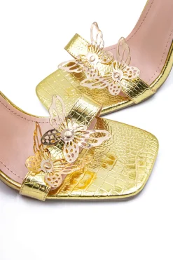 MICAS Shoes|Shoes-Butterfly Metallic Cut Out Open Toe High Heels PURE GOLD