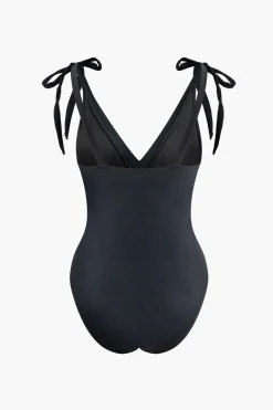 MICAS Swimwear-Butterfly Pattern Tummy Control One-Piece Swimsuit And Cover Up Set BLACK