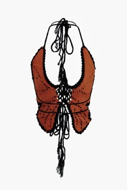 MICAS Knit Sets-Butterfly Tie Halter Tank Top And Tassel Midi Skirt Set