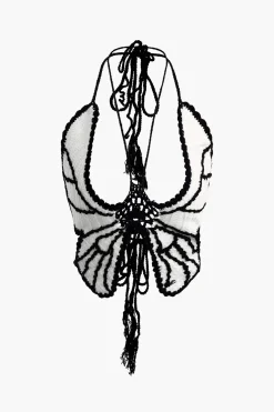 MICAS Knit Sets-Butterfly Tie Halter Tank Top And Tassel Midi Skirt Set