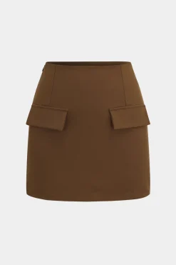 MICAS Skirt Sets-Button Detail Fake Pocket Skirt Set OLIVE