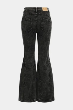 MICAS Jeans-Button Detail Flared Leg Jeans DARK GRAY
