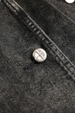 MICAS Jeans-Button Detail Flared Leg Jeans DARK GRAY