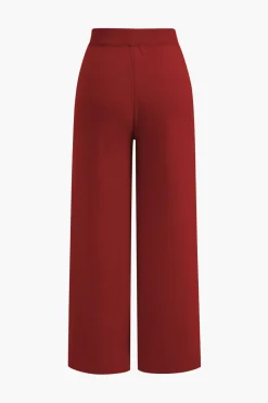 MICAS Knitwear|Knit Sets-Button Detail Knit Cardigan And Wide-Leg Pants Set