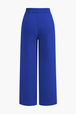 MICAS Knitwear|Knit Sets-Button Detail Knit Cardigan And Wide-Leg Pants Set