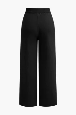 MICAS Knitwear|Knit Sets-Button Detail Knit Cardigan And Wide-Leg Pants Set