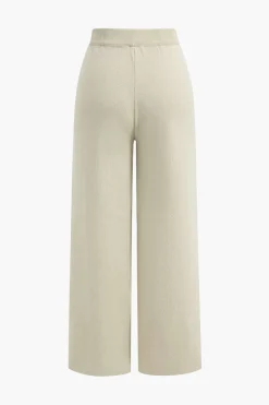 MICAS Knitwear|Knit Sets-Button Detail Knit Cardigan And Wide-Leg Pants Set