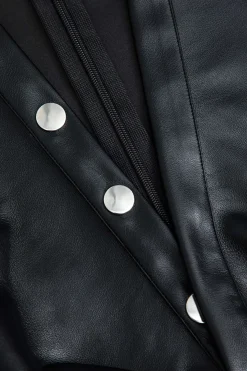 MICAS Tank Tops & Cami-Button Detail Twist Front Faux Leather Crop Tank Top