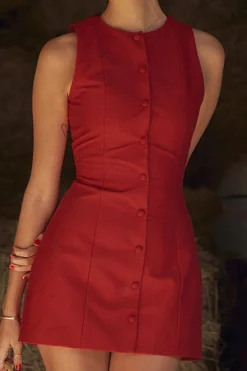 MICAS Mini Dresses-Button Front Sleeveless Mini Dress