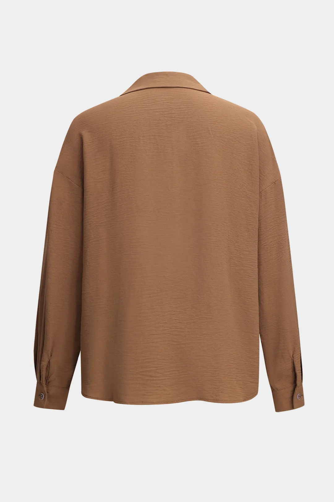 MICAS Pant Sets-Button Long Sleeve Shirt And Wide Leg Trousers Set TAN