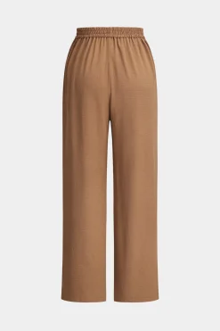 MICAS Pant Sets-Button Long Sleeve Shirt And Wide Leg Trousers Set TAN