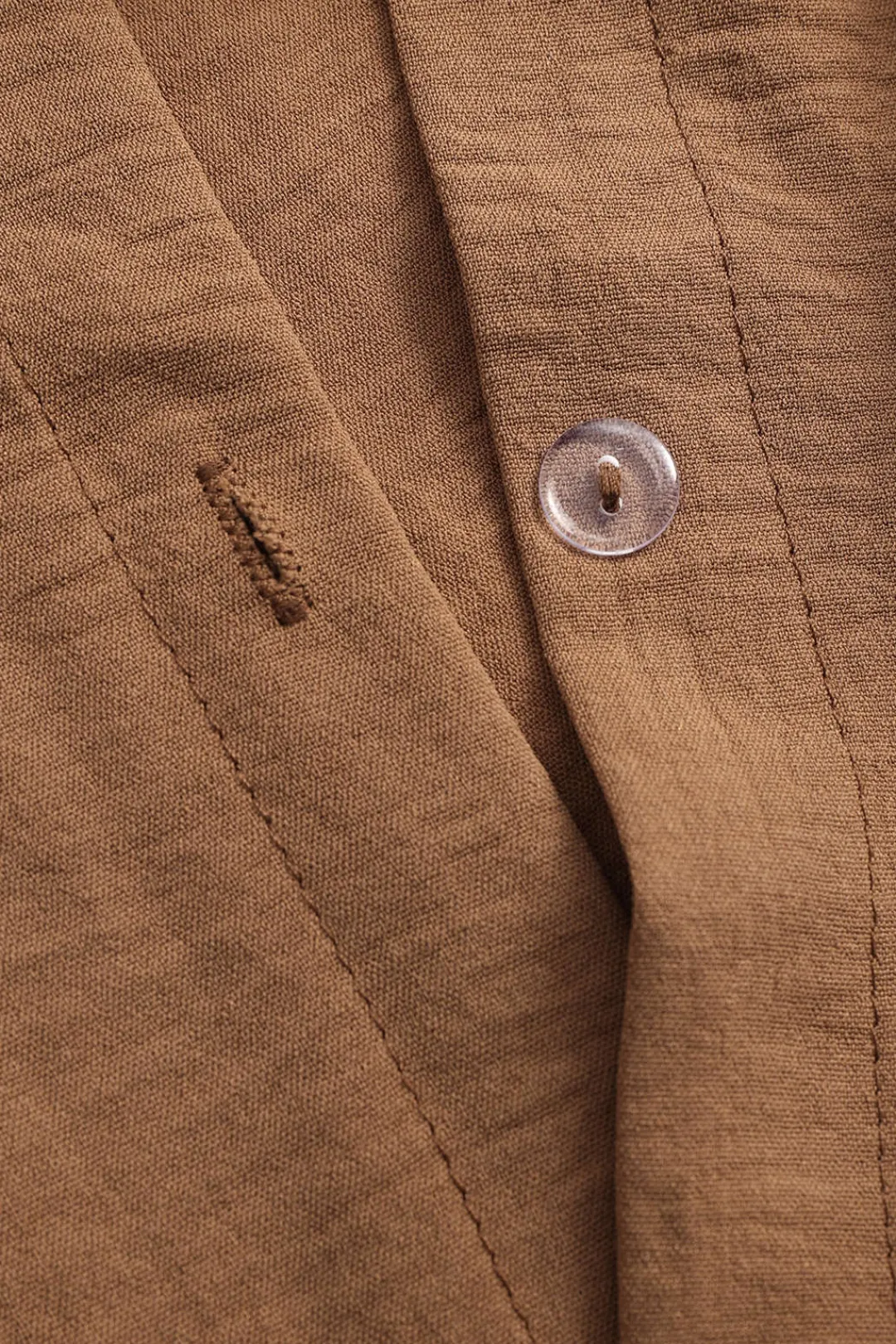 MICAS Pant Sets-Button Long Sleeve Shirt And Wide Leg Trousers Set TAN