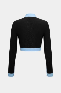 MICAS Pant Sets-Button Patchwork Long Sleeve Top And Zipper Trousers Set