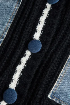 MICAS Outerwear|Knitwear-Button Patchwork Pocket Sweater Cardigan