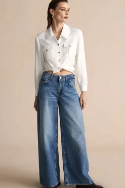 MICAS Long Sleeve Tops|Long Sleeves Tops-Button Pocket Long-Sleeve Shirt WHITE