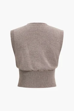 MICAS Knitwear|Knit Tops-Button Sweater Tank Top