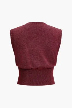 MICAS Knitwear|Knit Tops-Button Sweater Tank Top