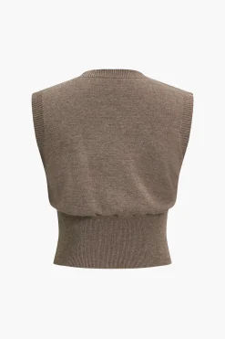 MICAS Knitwear|Knit Tops-Button Sweater Tank Top
