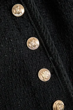 MICAS Outerwear|Blazers-Button Tweed Blazer BLACK