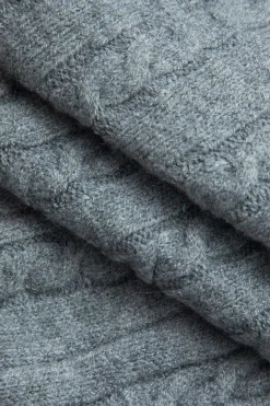 MICAS Knit Sets-Cable Knit Color Block Skirt Set GRAY