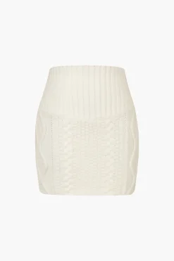 MICAS Skirts-Cable Knit Mini Skirt WHITE