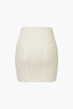 MICAS Skirts-Cable Knit Mini Skirt WHITE
