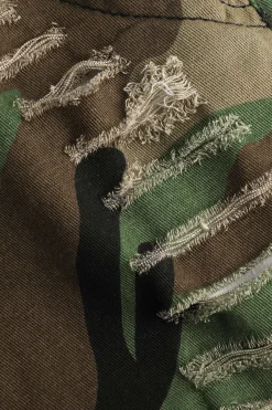 MICAS Cargo Pants|Shorts-Camo Destroyed Cargo Shorts OLIVE