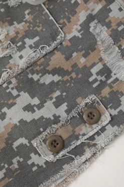 MICAS Skirts-Camo Frayed Patchwork Fringe Mini Skirt