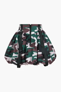 MICAS Skirts-Camo Print Zipper Puff Skirt MILITARY