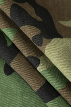 MICAS Blouses & Shirts-Camo Ruffle Sleeve Crop Frayed T-Shirt MILITARY