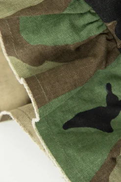 MICAS Blouses & Shirts-Camo Ruffle Sleeve Crop Frayed T-Shirt MILITARY