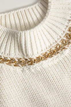 MICAS Knit Tops-Chain Asymmetrical Hem Sweater Tank Top BEIGE