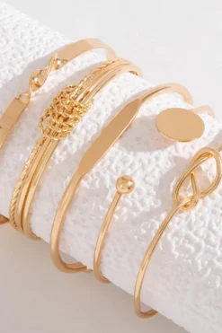 MICAS Bracelets|Accessories-Chain Bracelet Geometric Open Bangle GOLD
