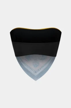 MICAS Swimwear-Chinoserie Print Contrast Color Block Tie-Up Bikini Set ORANGE