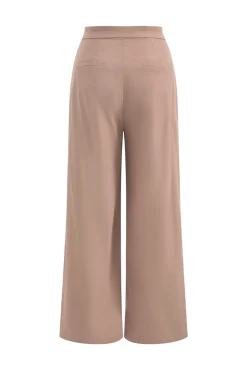 MICAS Pant Sets-Collar Long Sleeve Crop Top And Trousers Set KHAKI