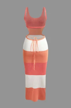 MICAS Knitwear|Knit Dresses-Color Block Backless Cami Knit Dress