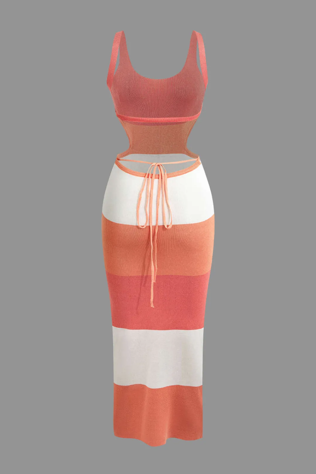 MICAS Knitwear|Knit Dresses-Color Block Backless Cami Knit Dress