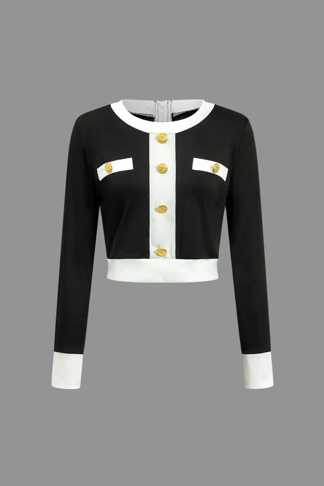 MICAS Skirt Sets-Color Block Button Pocket Skirt Set BLACK