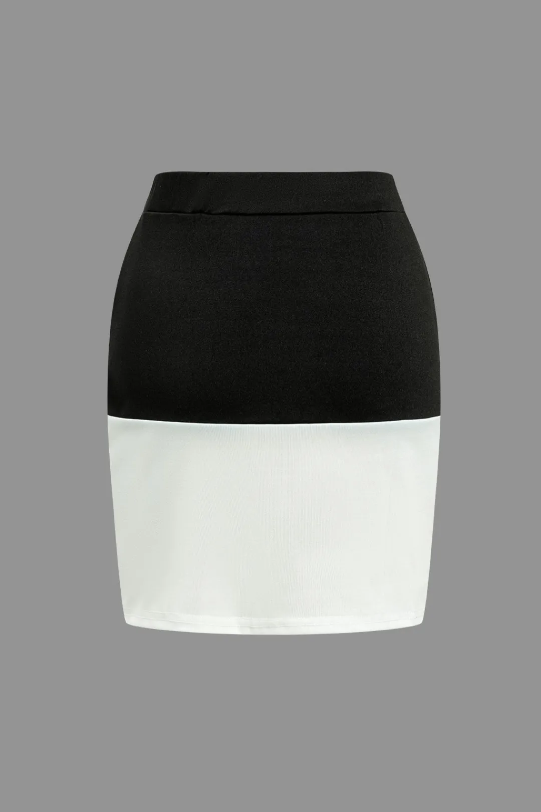 MICAS Skirt Sets-Color Block Button Pocket Skirt Set BLACK