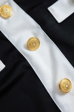 MICAS Skirt Sets-Color Block Button Pocket Skirt Set BLACK