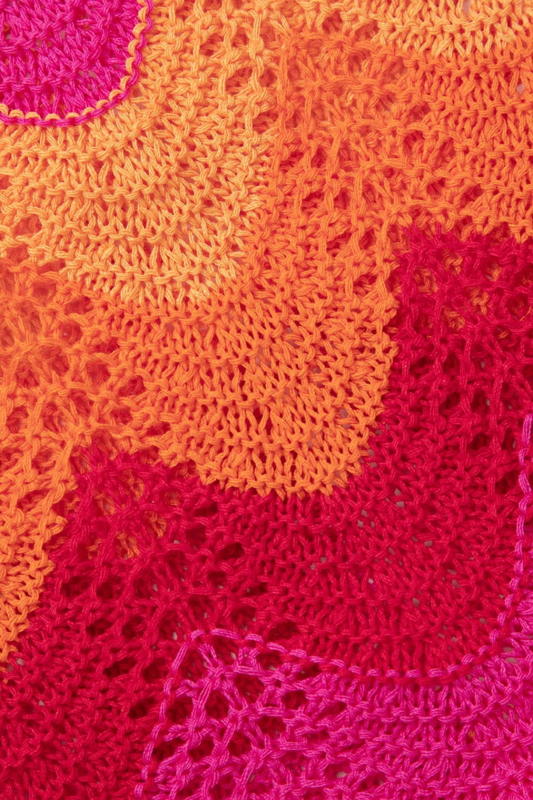 MICAS Knitwear|Knit Tops-Color Block Crochet Knit Short Sleeve Top MULTICOLOR