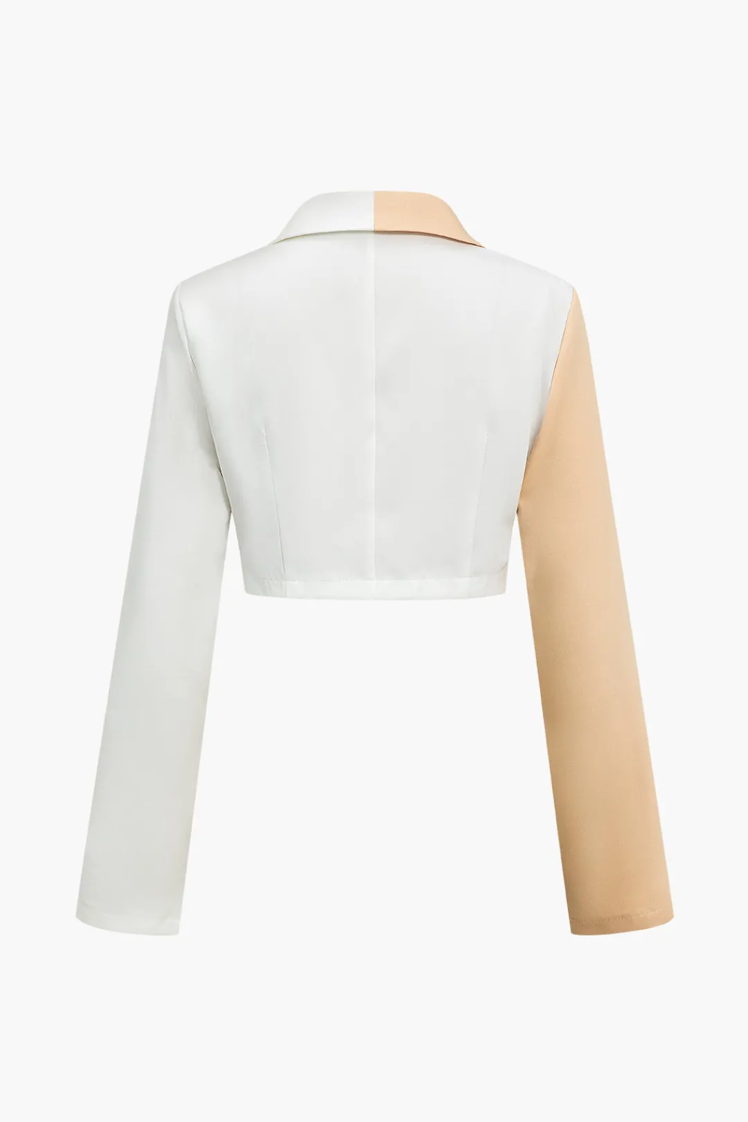 MICAS Skirt Sets-Color Block Cropped Blazer And Button Detail Skort Set BEIGE