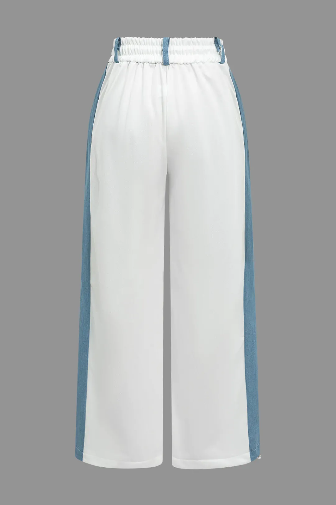 MICAS Pant Sets-Color Block Denim Patchwork Hooded Zipper Jacket And Trousers Set