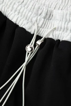 MICAS Pants-Color Block Drawstring Trousers Contrast Color