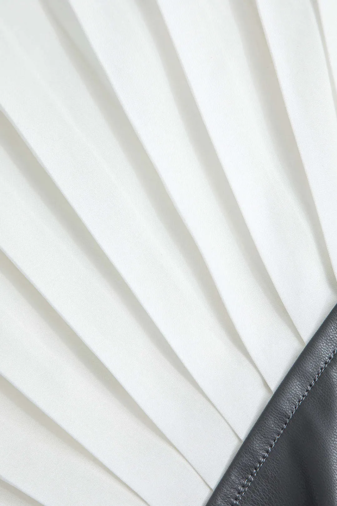 MICAS Skirts-Color Block Faux Leather Pleated Asymmetrical Skirt GRAY